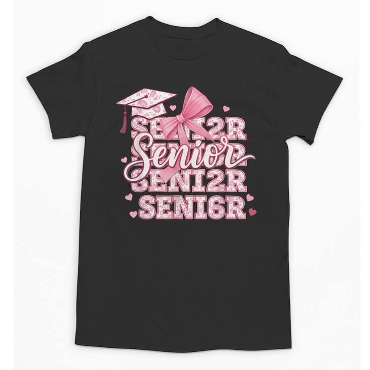Senior 2026 Class Of 2026 Cute Coquette Pink Bow Graduation Unisex T-Shirt