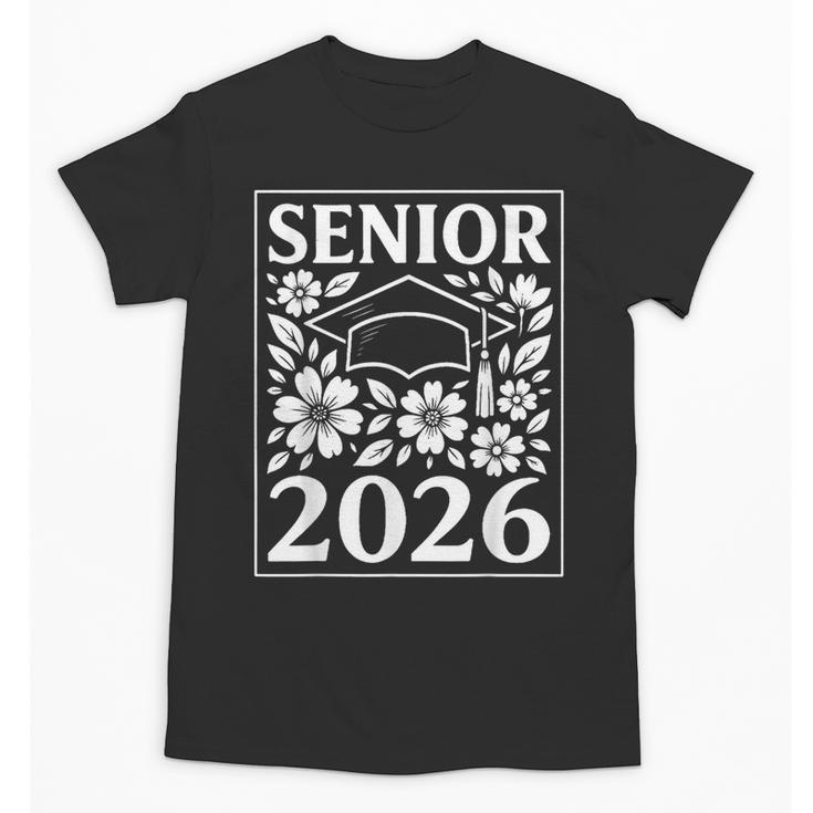 Senior 2026 Floral Flowers Class Of 2026 Graduation Kids Unisex T-Shirt