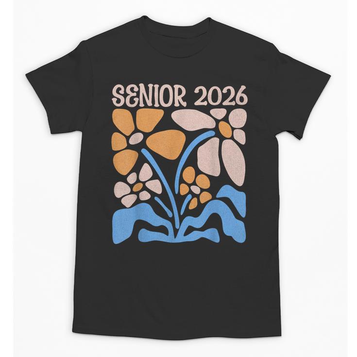 Senior 2026 Retro Groovy Flowers Graduation Unisex T-Shirt