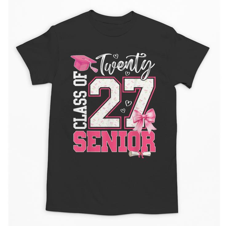 Senior 2027 Class Of 2027 Pink Coquette Bow Graduation Girl Unisex T-Shirt
