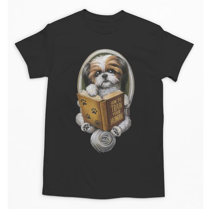 Shih Tzu Book How To Train Your Human Funny Dog Motif Unisex T-Shirt