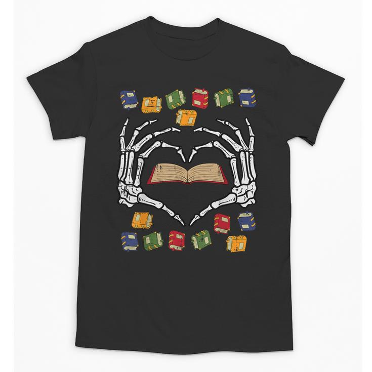 Skeleton Heart Read Reading Book Librarian Halloween Women Unisex T-Shirt