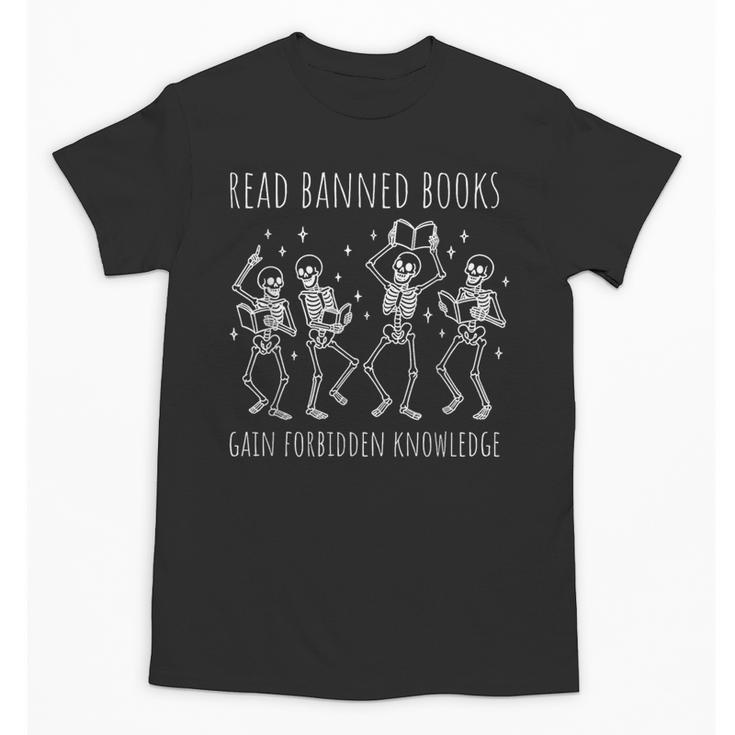 Skeleton Read Banned Books Gain Forbidden Knowledge Unisex T-Shirt