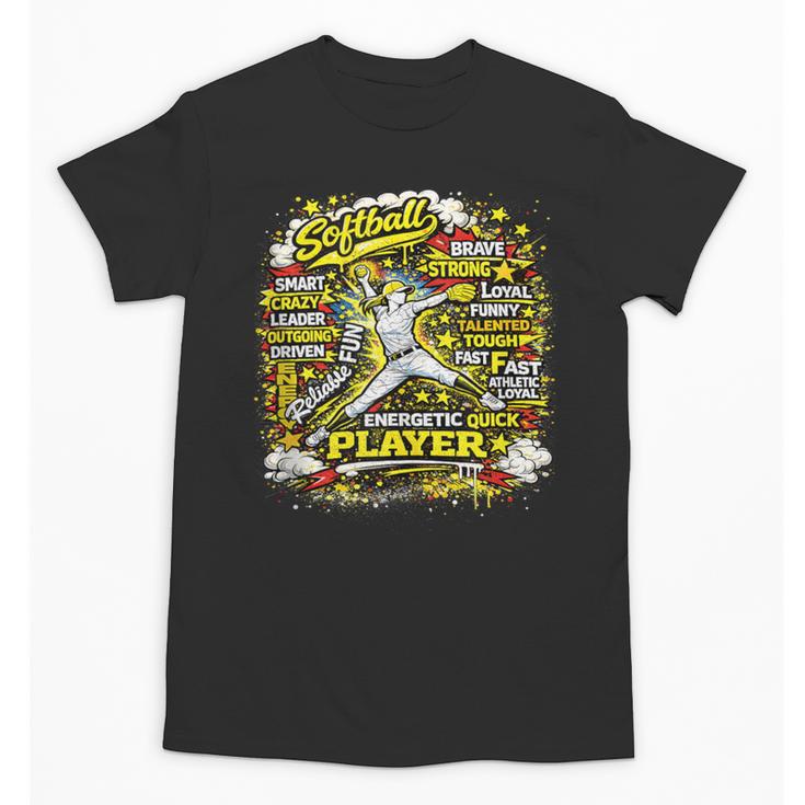 Softball Pitcher Best Traits Brave Retro Pop Comic Book Art Unisex T-Shirt