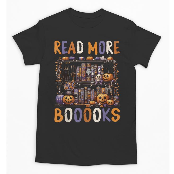 Spooky Halloween Bookshelf Bookcase Read More Books Unisex T-Shirt