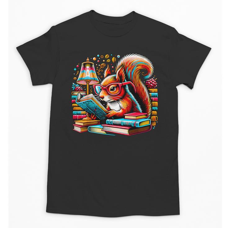 Squirrel Reading a Book Lover Bookworm Unisex T-Shirt