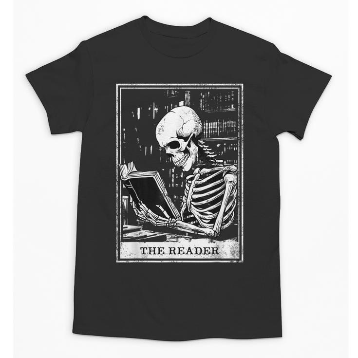 Tarot Card Shirt The Reader Tarot Skeleton Reading Book Unisex T-Shirt