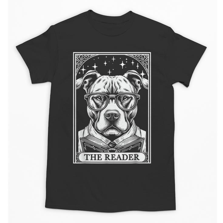 Tarot Card Vintage Pit Bull Pittie Dog Book Lover The Reader Unisex T-Shirt