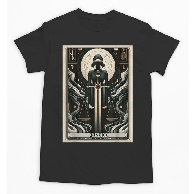 Tarot Cards Guide Book Esoteric Mysticism Clothing Tarot Card Justice Unisex T-Shirt