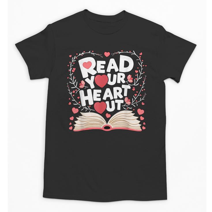 Teach Inspire Grow Everyday Read Your Heart Out Valentine Book-Themed Small Unisex T-Shirt