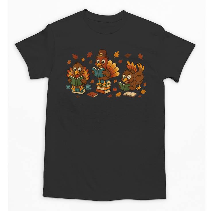 Teacher Fall Thanksgiving Turkey Reading Books Lovers Unisex T-Shirt
