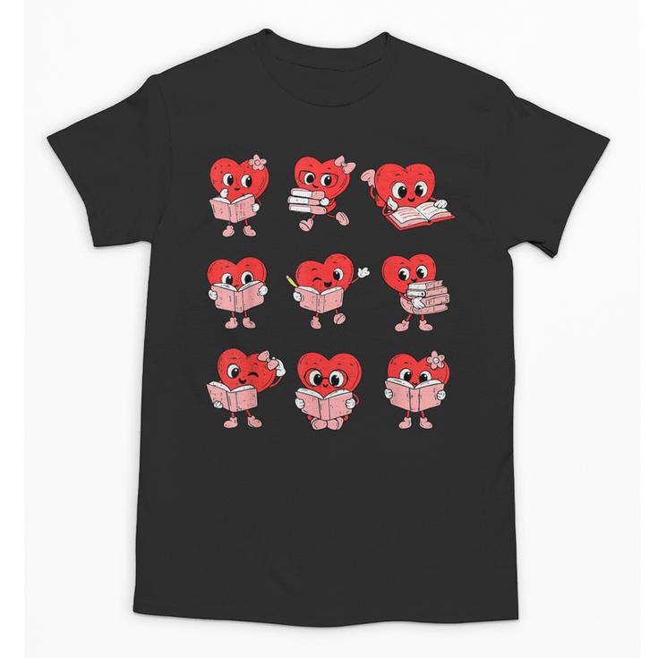 Teacher Valentines Day Reading Book Lover Bookworm Library Unisex T-Shirt