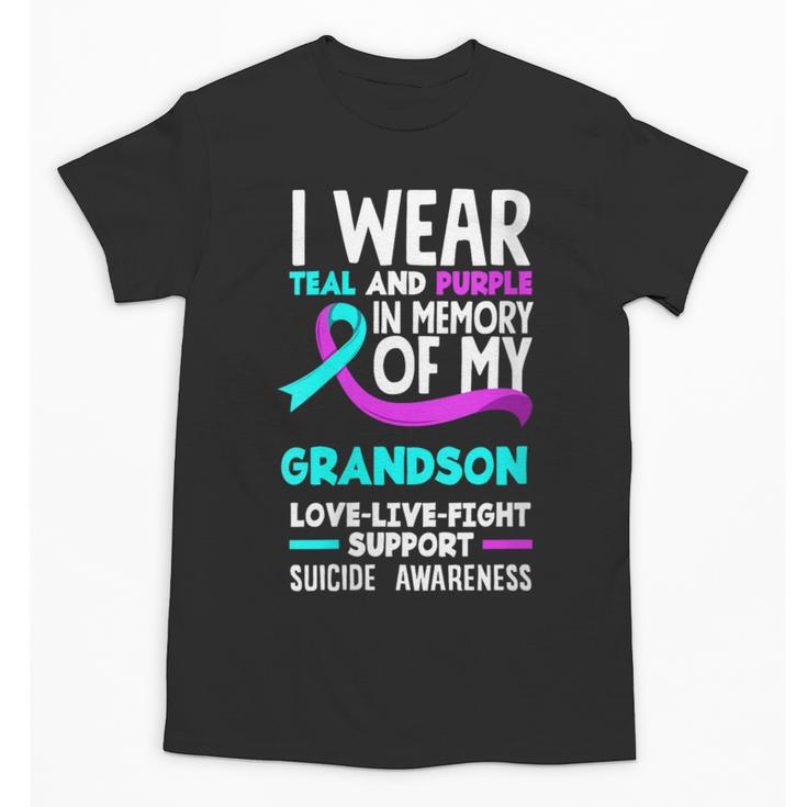 Teal & Purple In Memory Of My Grandson Suicide Prevention Unisex T-Shirt