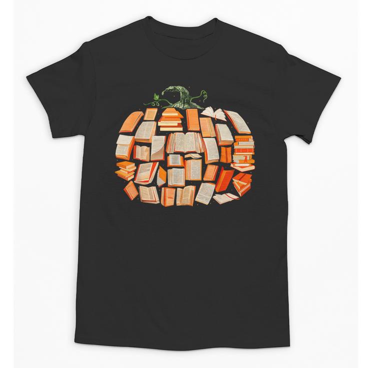 Thanksgiving Fall Books Pumpkins Vintage Library Teacher Kid Unisex T-Shirt