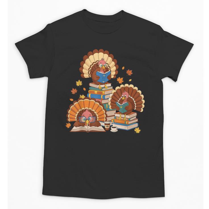 Turkey Read Books Reading Fall Thanksgiving Teacher Unisex T-Shirt