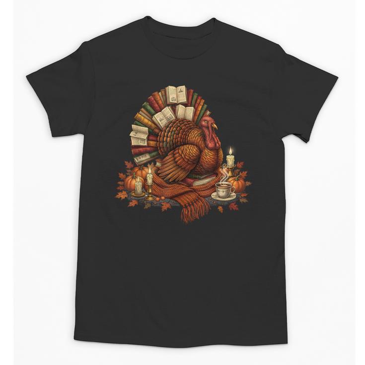 Turkey Reading Books Fall Season Thanksgiving Teacher Book Unisex T-Shirt