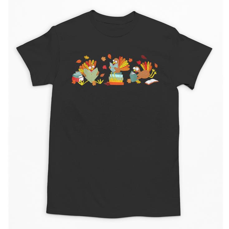 Turkey Reading Books Fall Thanksgiving Teacher Book Lovers Unisex T-Shirt