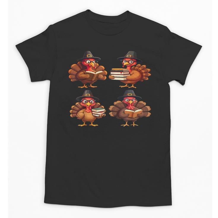 Turkey Reading Books Shirt Thanksgiving Turkey Bookworm Unisex T-Shirt