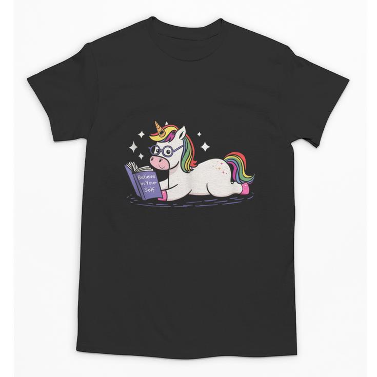 Unicorn Bookworm Believe In Yourself Cute And Inspirational Unisex T-Shirt