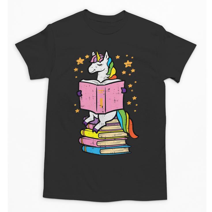 Unicorn Read Reading Book Librarian America Girls Women Unisex T-Shirt