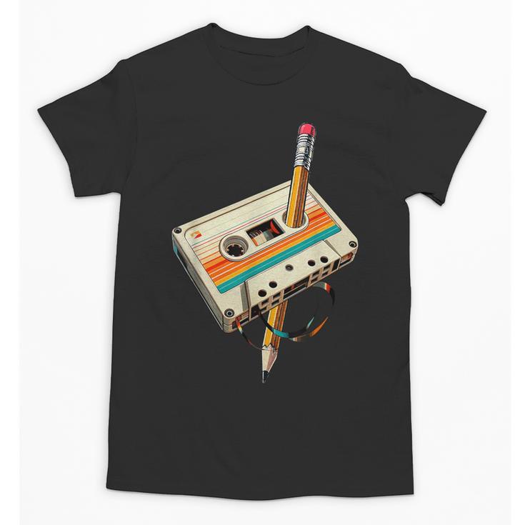 Vintage Pencil Rewind Cassette Tape Nostalgia Party 80s 90s Unisex T-Shirt