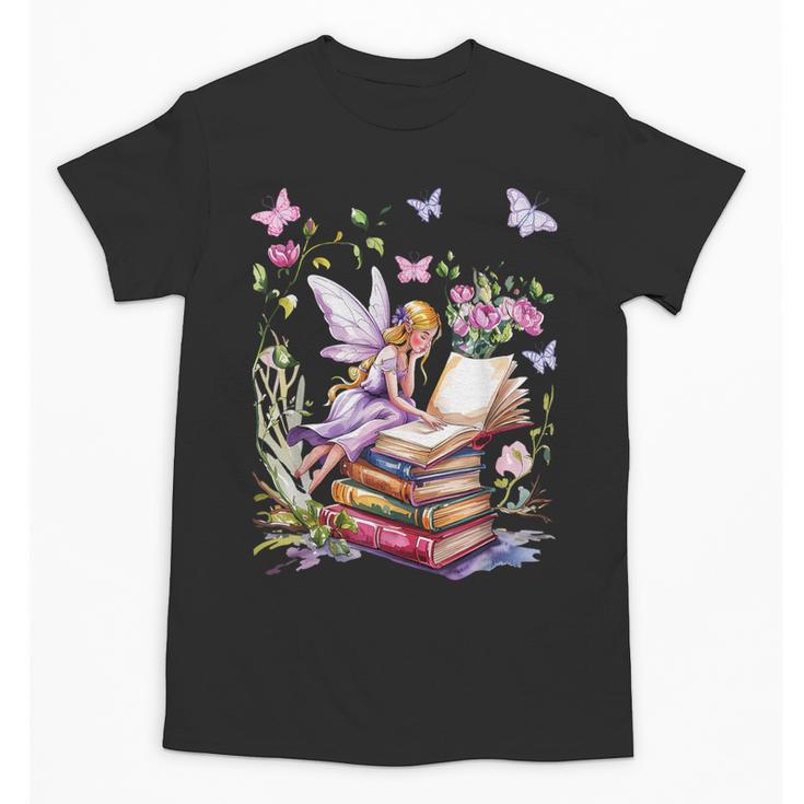Watercolor Butterfly Fairy Read Book Library Fantasy Novel Unisex T-Shirt