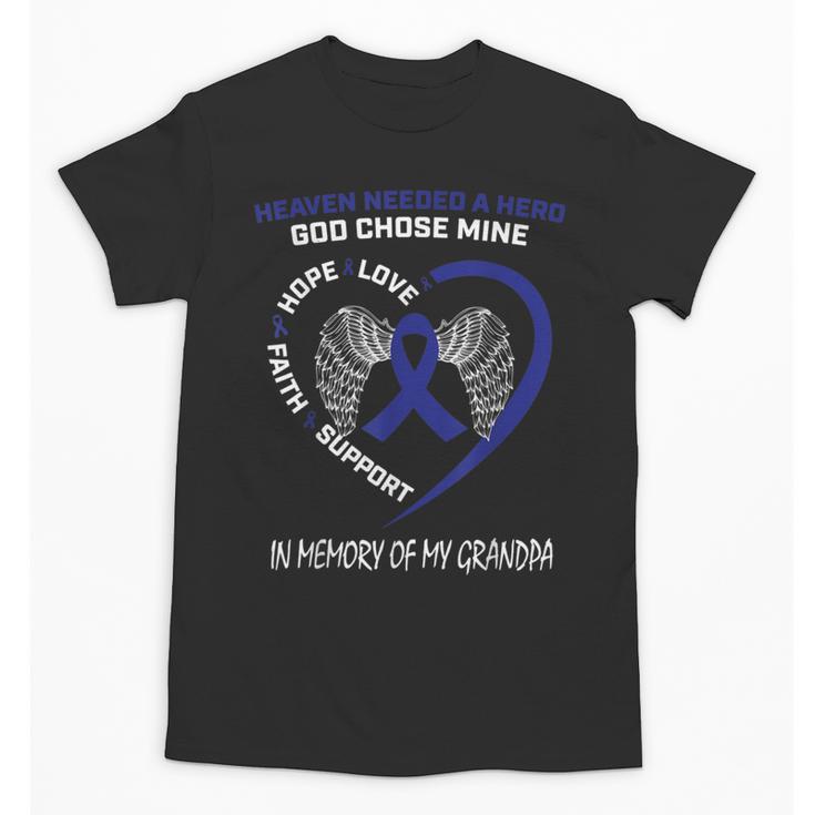 I Wear Blue In Memory Of My Grandpa Colon Cancer Awareness Unisex T-Shirt