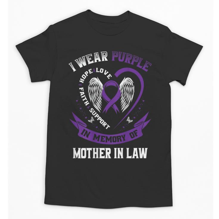 I Wear Purple In Memory Of Mother In Law Pancreatic Cancer Unisex T-Shirt