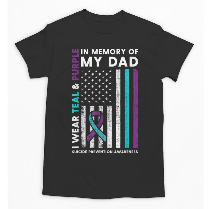 I Wear Teal & Purple In Memory Of My Dad Suicide Prevention Unisex T-Shirt