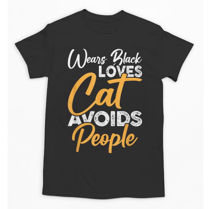 Wears Loves Cats Avoids People I Introvert Unisex T-Shirt