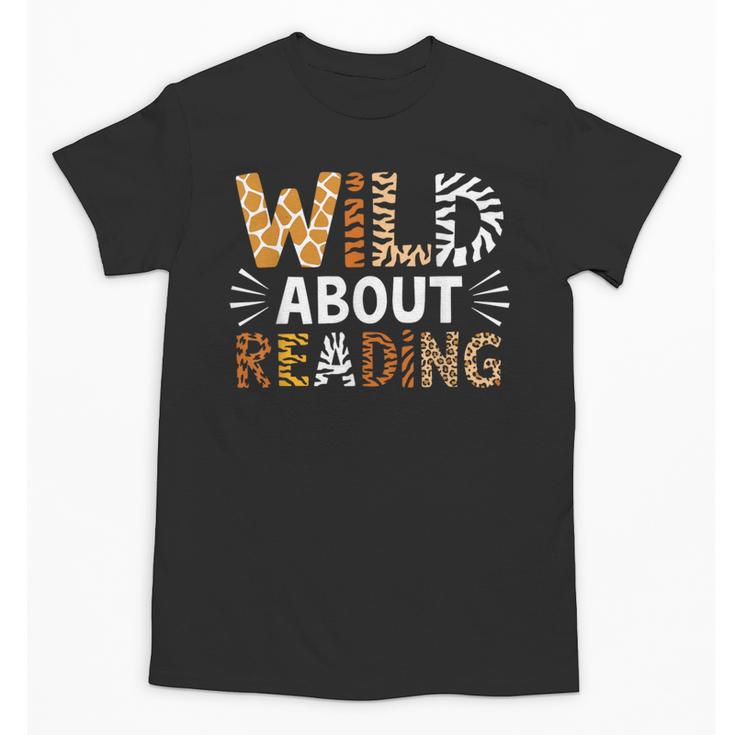 Wild About Reading Animal Bookworm Library Book Lover Reader Unisex T-Shirt