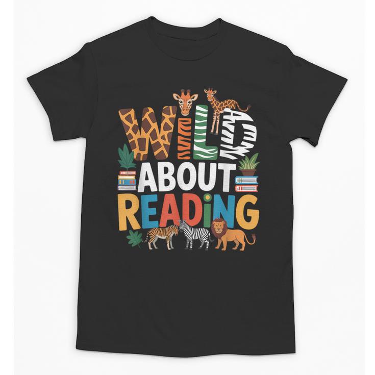 Wild About Reading Zoo Animals Books Reader Lover Unisex T-Shirt