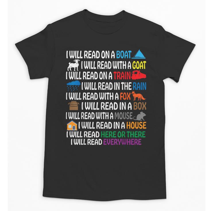 I Will Read Books On A Boat & Everywhere Reading Kids Book Unisex T-Shirt