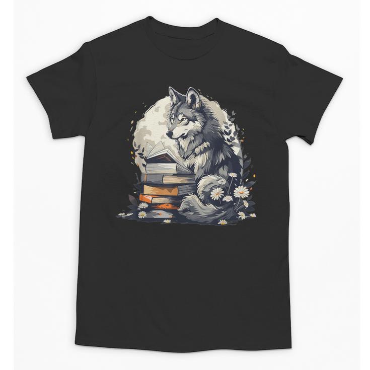 Wolf Reading Book Librarian Library Wolves Unisex T-Shirt