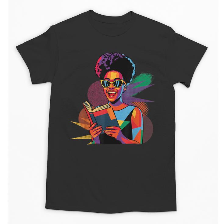 Woman Reading Book Lover Geometric Girl Afro History Unisex T-Shirt