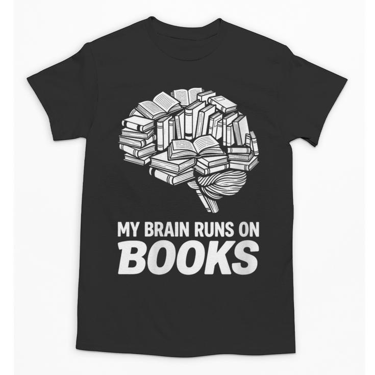 Women's My Brain Runs On Books Reading Bookworm Men Women Unisex T-Shirt