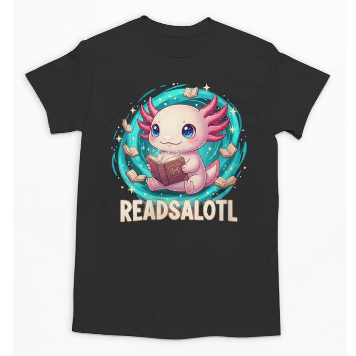 Women's Readsolotl Kawaii Axolotl Reading Book Lover Unisex T-Shirt