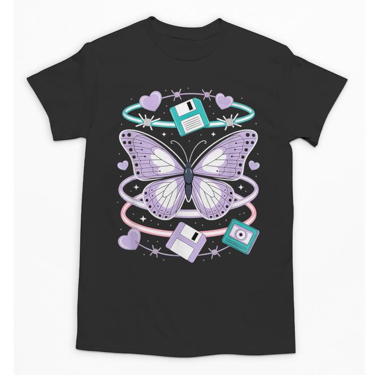 Y2K Butterfly Floppy Disk Art Digital Nostalgia Unisex T-Shirt
