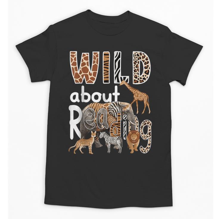 Zoo Animals Wild About Reading Books Reader Lover Librarian Unisex T-Shirt