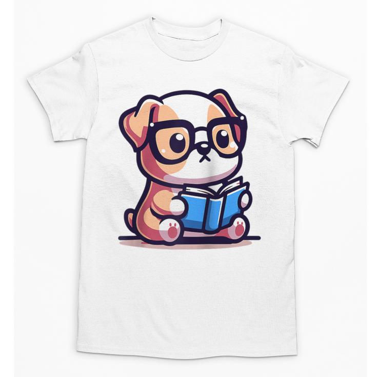 Adorable Book Lover Bulldog With Reading Glasses Cute Raglan Baseball Tee Unisex T-Shirt