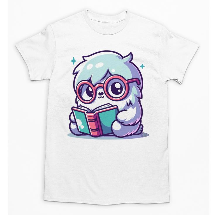 Adorable Book Lover Yeti With Reading Glasses Cute Unisex T-Shirt