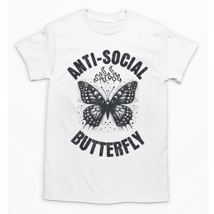 Anti-Social Butterfly Awkward Introvert Homebody Humor Unisex T-Shirt