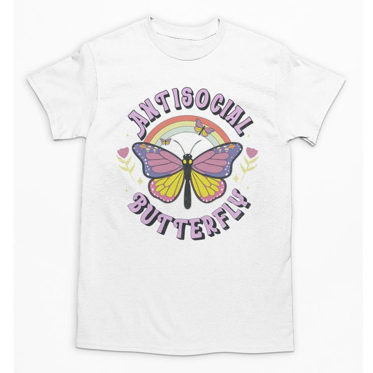 Antisocial Butterfly Groovy t For Introvert Men Women Girls Unisex T-Shirt