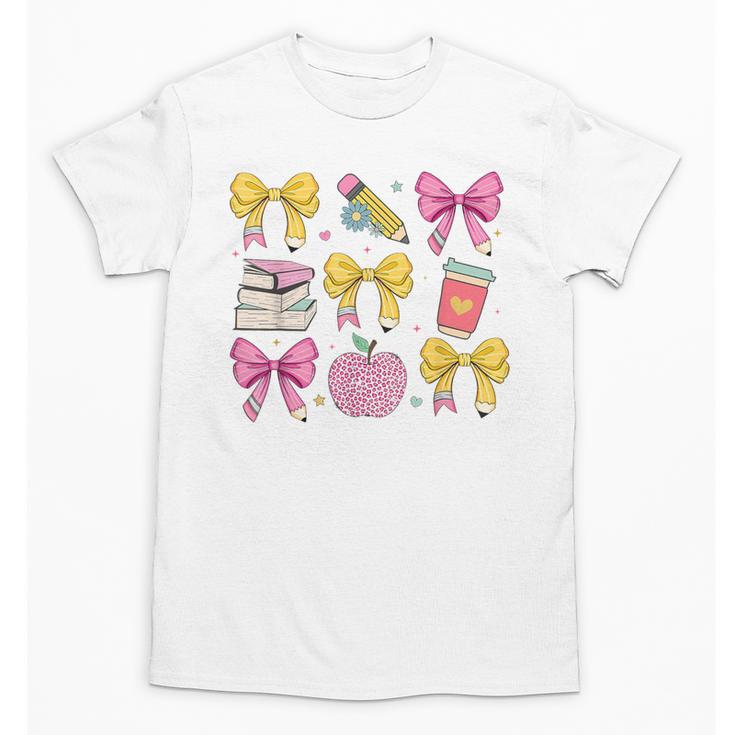 Apple Coquette Bow Books First Day Of School Back To School Unisex T-Shirt