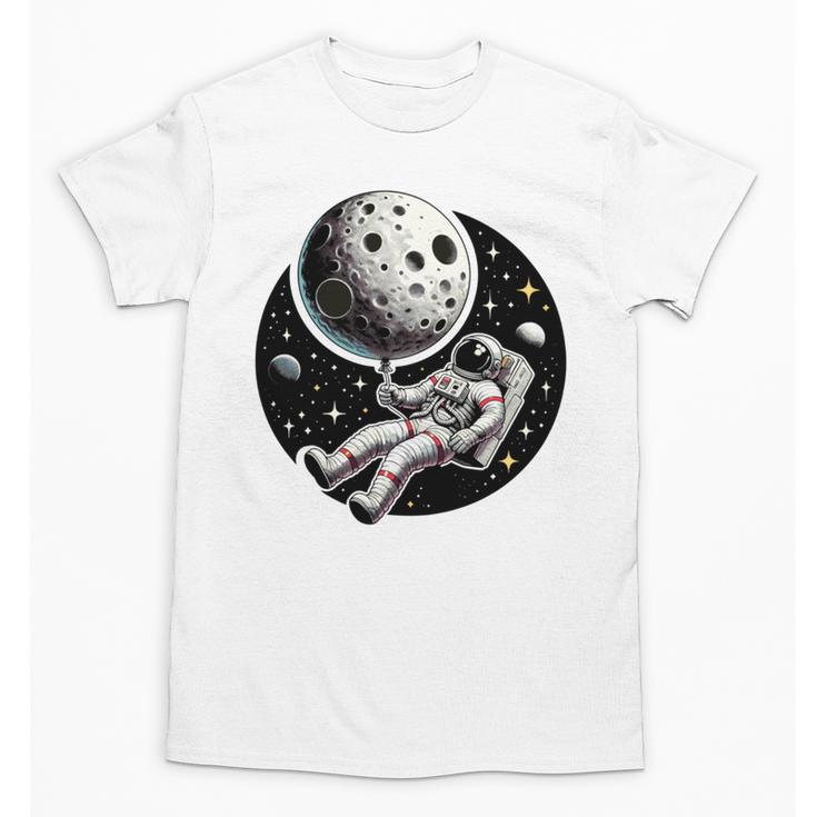 Astronaut Aesthetic Holding Moon Balloon Planets Introvert Unisex T-Shirt
