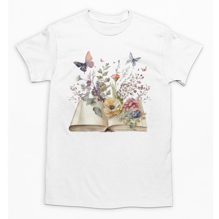 Book Flowers And Butterfly Beautiful Reading Reader Graphic Unisex T-Shirt