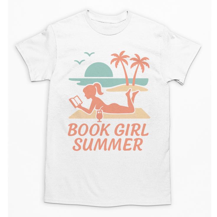 Book Girl Summer Book Reading Retro Sunset Unisex T-Shirt