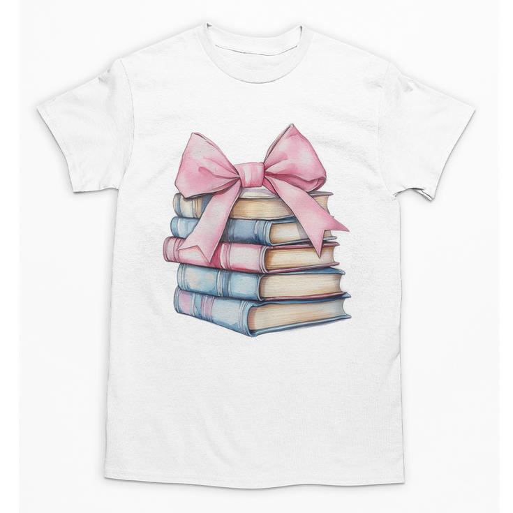 Book Lover Coquette Bow Pink Dainty Ribbon Cute Bookworm Unisex T-Shirt