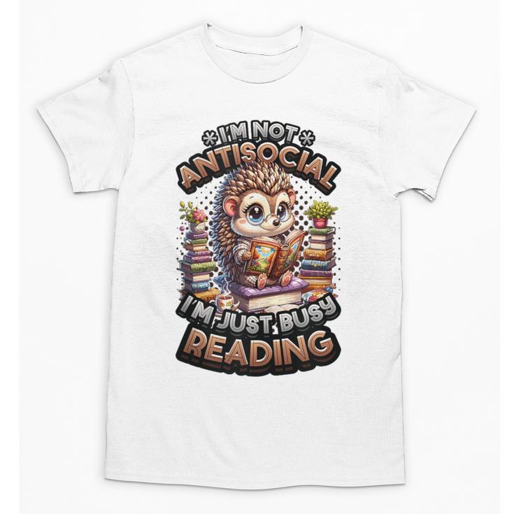 Book Lover Hedgehog Reading Books Introvert Bookworm Unisex T-Shirt