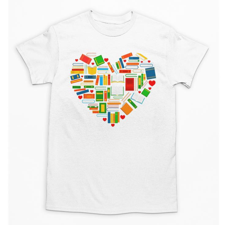 Book Lover Librarian Books Heart Valentine Unisex T-Shirt